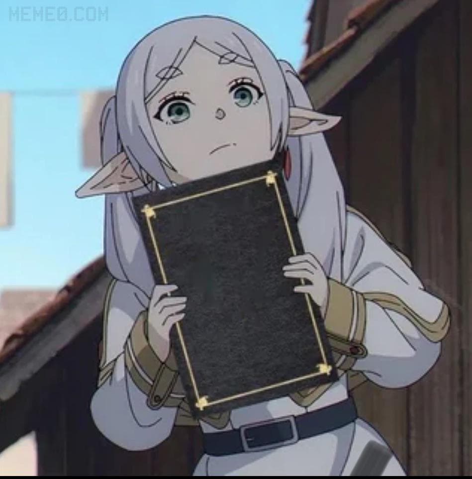 Frieren holding a book meme template