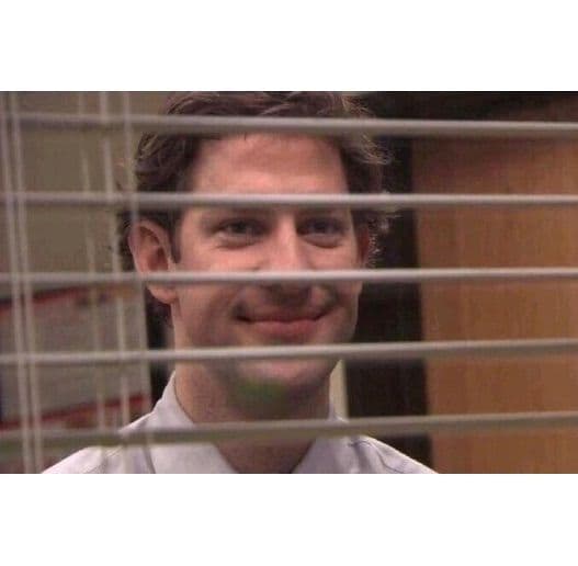 Jim Looking Through Office Blinds meme template